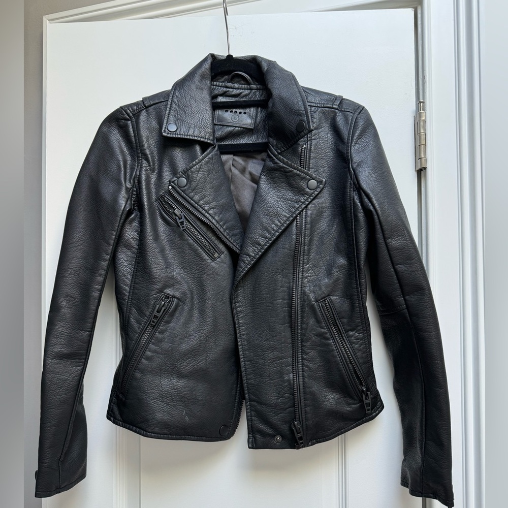Blank NYC Onyx Vegan Leather Moto Jacket Black XS